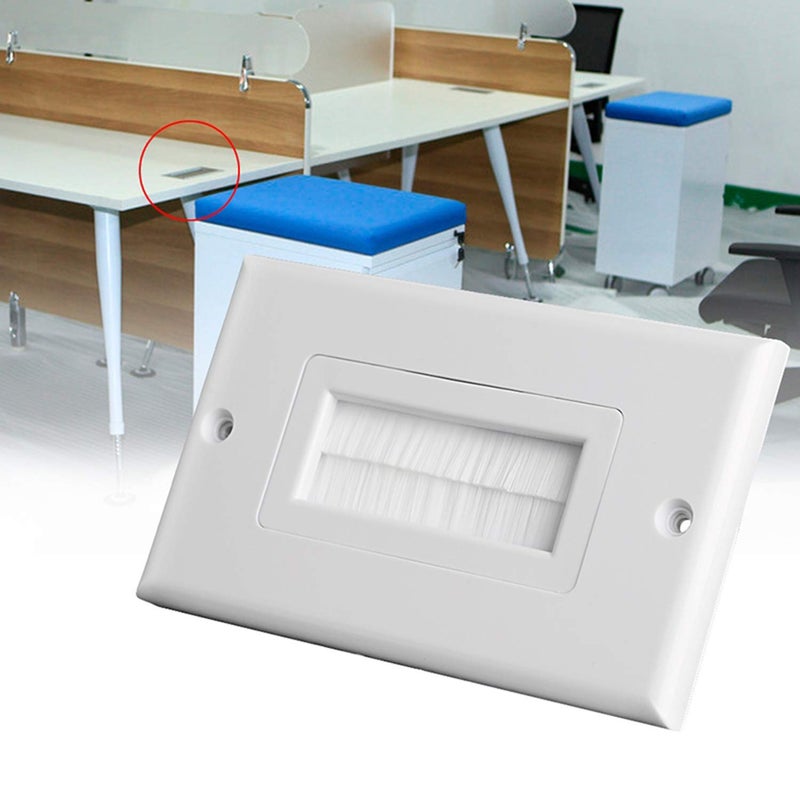 Maxmoral 1pc Brush Wall Plate Multi-Function Single Port Cover Outlet Wall Mount Multimedia Panel White - Image 4